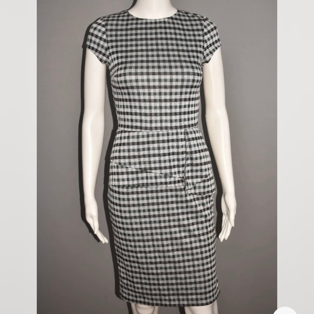 Love...Ady Gingham Print Peplum Dress NWOT